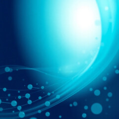 A luxurious and vibrant web banner showcasing a rich deep teal medical abstract gradient background in white and light blue, with molecules, dynamic motion, and blurred lines