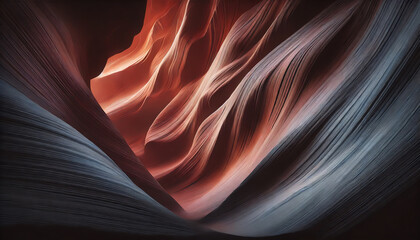Obraz premium A detailed image of a slot canyon with smooth, flowing sandstone walls in shades of red, orange, and brown