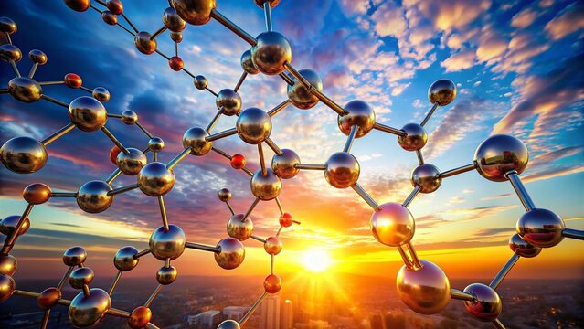 Aerial Drone View of Neostigmine Molecular Structure - 3D Render