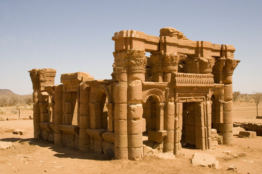 Sudan temple ruins in Naqa on a sunny spring day