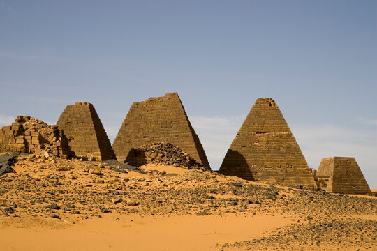 Sudan pyramids of Meroe on a sunny spring day