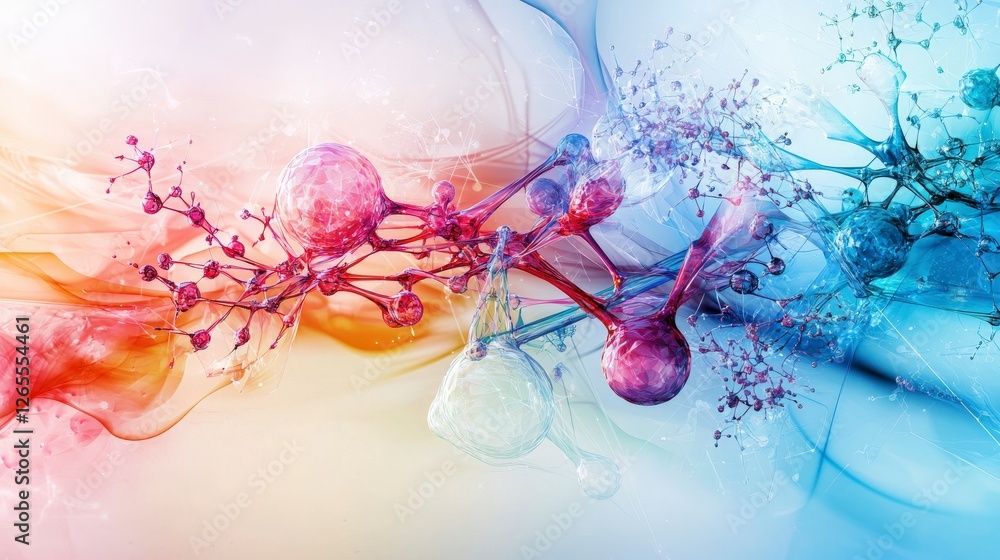 Aufkleber futuristic holographic shapes emerge in a vibrant science environment dynamic art digital viewpoint 