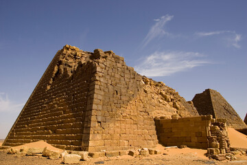 Obraz premium Sudan pyramids of Meroe on a sunny spring day