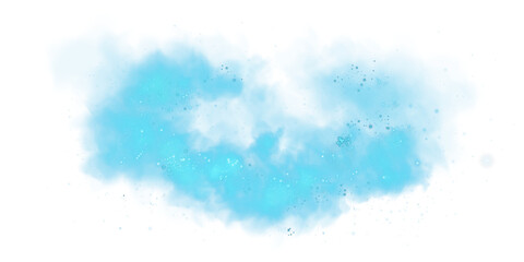 Fantastic blue smoke background. Magic blue smoke with glitter and small particles of twinkling stars. Fog with luminous particles. Blue vapor with stardust. Morning fog over land or water. PNG.