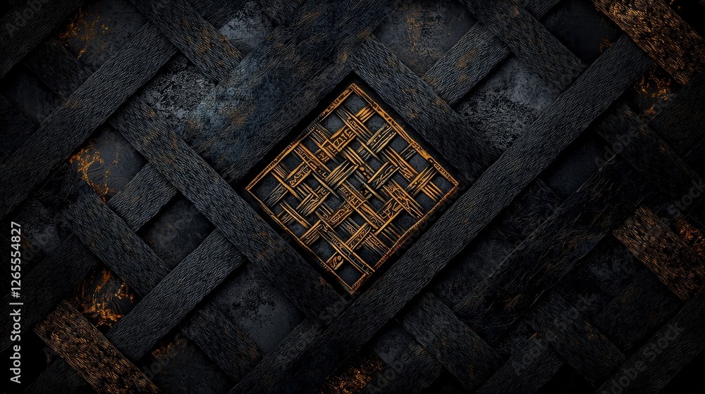 Aufkleber Textured patterns modern aesthetic of intricate fabric design and woven symbols in abstract art top-down view