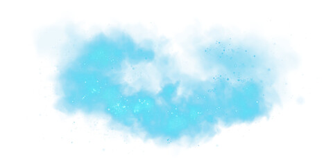 Fantastic blue smoke background. Magic blue smoke with glitter and small particles of twinkling stars. Fog with luminous particles. Blue vapor with stardust. Morning fog over land or water. PNG.
