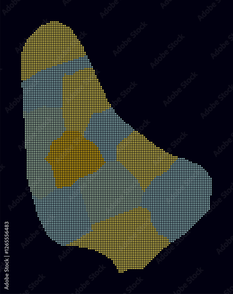 Aufkleber barbados dotted map. digital style map of the country on dark background. barbados shape with square