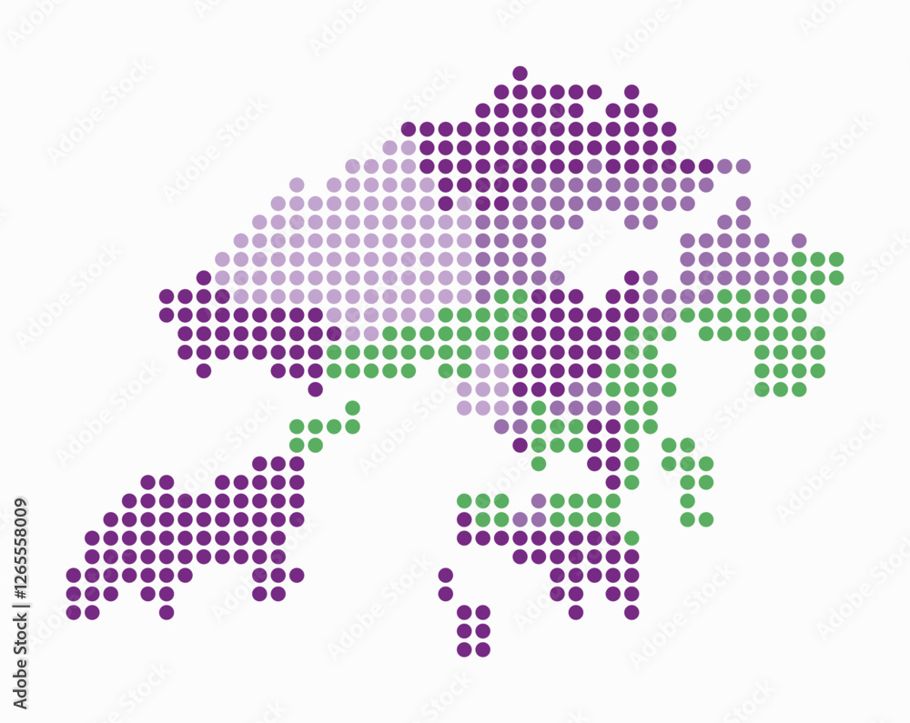 Poster hong kong dotted map. digital style map of the country on white background. hong kong shape with cir