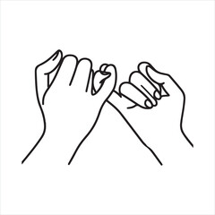Single one line Single line one line art Hand drawn pinky promise concept line art silhouette on white background
