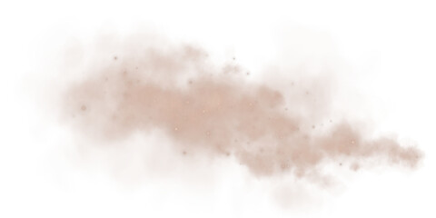 Magic chocolate brown smoke with glitter and small particles of twinkling stars. Fog with luminous particles. Chocolate brown vapor with stardust. Morning fog over land or water. Chocolate brown shade