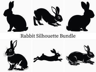 Obraz premium Adorable Rabbit Silhouette Bundle, Perfect for Easter And Crafts