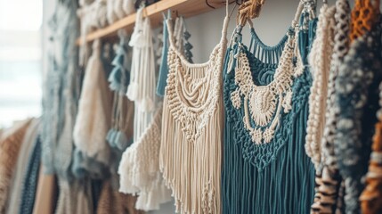 Obraz premium Handcrafted Macrame Wall Hangings in Natural Light Display