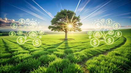 Aerial View Money Tree Outline Sign Collection: Editable Stroke Infographics, Articles, Books, Flyers, Banners