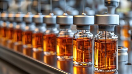 Automated amber vial filling, pharmaceutical factory, production line, sterile, medicine