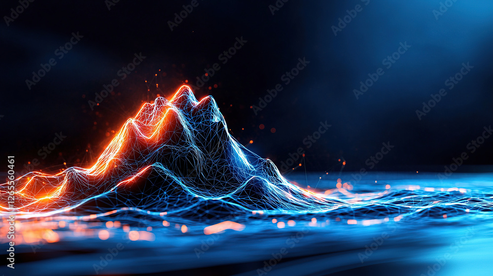 Poster futuristic ai neural network visualized as glowing interconnected lines