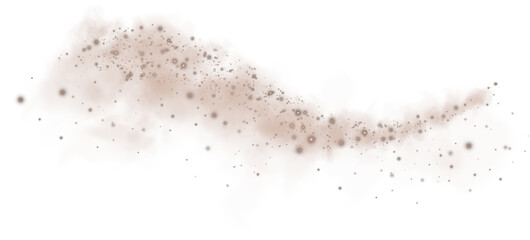 Magic chocolate brown smoke with glitter and small particles of twinkling stars. Fog with luminous particles. Chocolate brown vapor with stardust. Morning fog over land or water. Chocolate brown shade