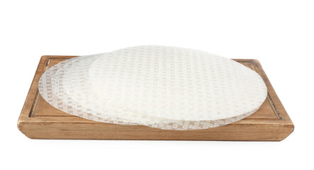 Edible rice paper sheets isolated on white