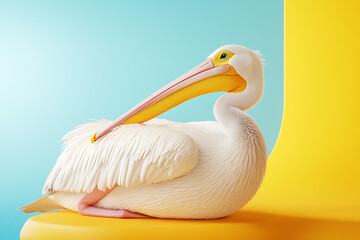 pelican with colored background
