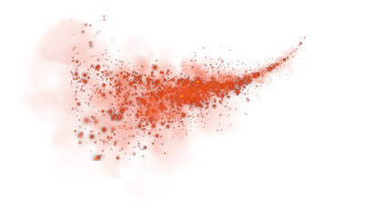 Fantastic red smoke background. Magic red smoke with glitter and small particles of twinkling stars. Fog with luminous particles. Red vapor with stardust. Morning fog over land or water. PNG.