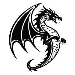 A powerful black dragon with sharp claws and wings, captured in a striking pose, perfect for use in mythical, adventure, or fantasy-themed visuals.