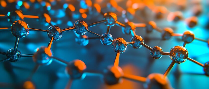 Abstract molecular grid with dynamic nanotechnology visualization