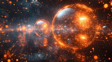 Digital Marketplace Illuminated by Glowing AI Driven Recommendations and Floating Holographic Bubbles