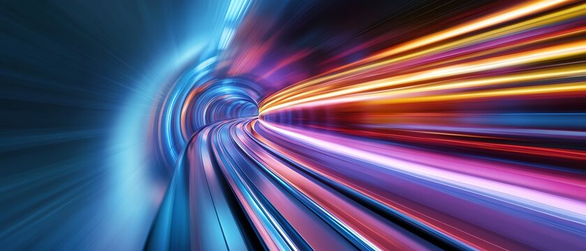 Hyperloop transportation concept with sleek magnetic tunnels and high-speed motion blur