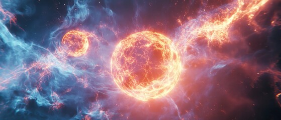 Sci-fi energy field with pulsating plasma waves and floating electronic particles