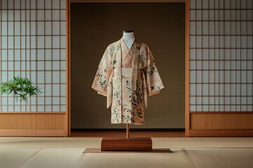 Creating a Matcha Kimono Pattern Traditional Japanese Textile Design in a Minimalist Artistic Setting