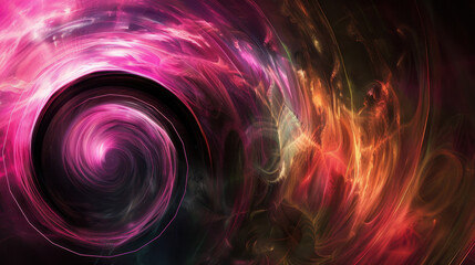 Obraz premium vibrant abstract swirl of pink and orange colors, creating sense of depth and movement, reminiscent of cosmic phenomena and energy