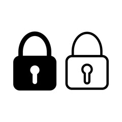 Padlock icon. Security icon. Lock icon. Editable stroke. Black locked padlock icon.