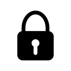 Padlock icon silhouette. Security icon. Lock icon. Black locked padlock icon.