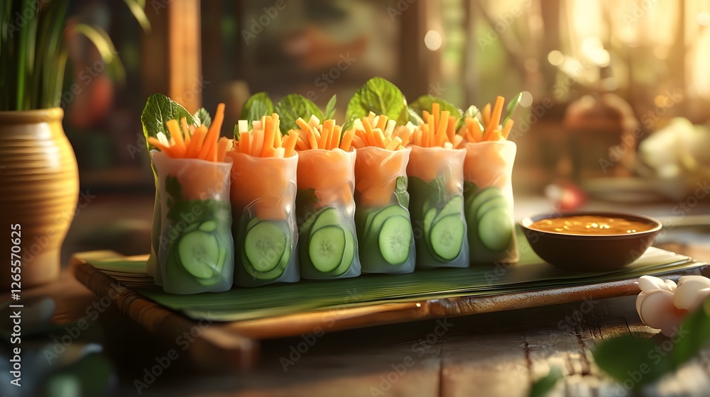 Poster pojjw 94734 capture a vibrant image of fresh spring rolls arran 06b5e46e-c802-4ab5-9034-2f25a2292362