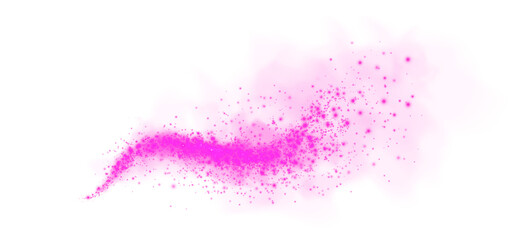 Fantastic pink smoke background. Magic pink smoke with glitter and small particles of twinkling stars. Fog with luminous particles. Pink vapor with stardust. Morning fog over land or water surface PNG