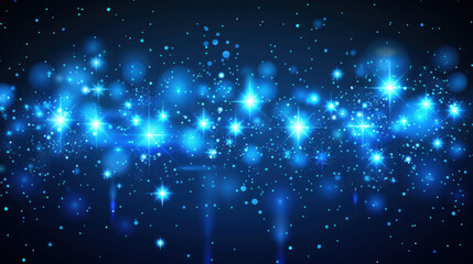 Fototapeta premium mesmerizing blue starry background with sparkling lights and bokeh effects, creating magical atmosphere. Perfect for festive or dreamy themes