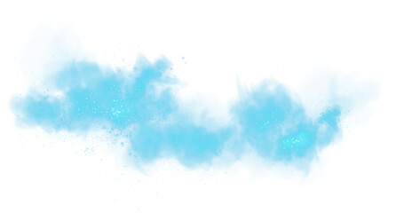 Fantastic blue smoke background. Magic blue smoke with glitter and small particles of twinkling stars. Fog with luminous particles. Blue vapor with stardust. Morning fog over land or water. PNG.