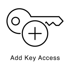 Obraz premium Add Key Access Icon – Granting Permissions and Security Credentials - Vector Editable Stroke Line Icon
