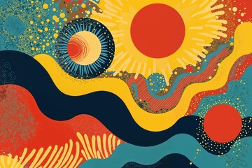 Pop art illustration featuring geometric shapes, vibrant colors, and bold patterns. Tracing paper