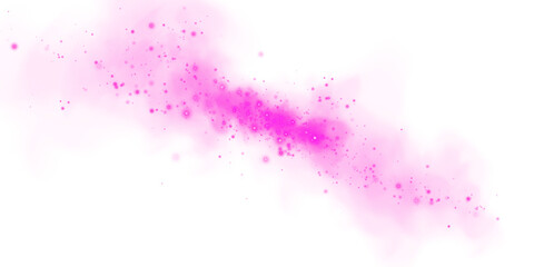 Fantastic pink smoke background. Magic pink smoke with glitter and small particles of twinkling stars. Fog with luminous particles. Pink vapor with stardust. Morning fog over land or water surface PNG