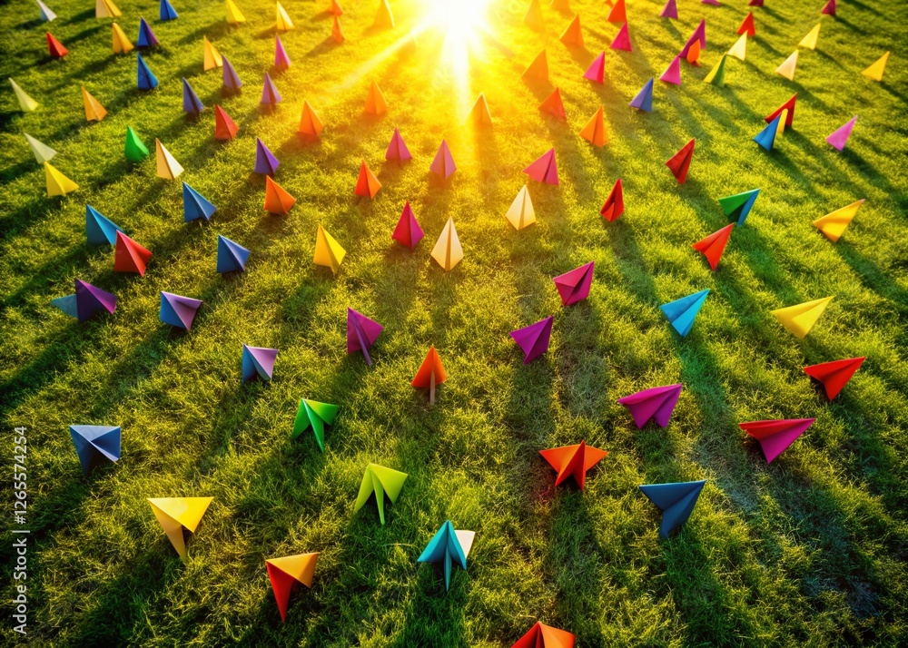 Poster aerial view of paper arrows guiding website navigation