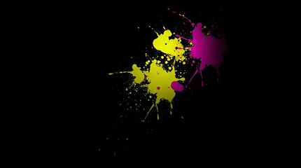 Abstract Yellow and Purple Paint Splatter Background