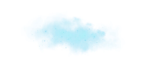 Fantastic blue smoke background. Magic blue smoke with glitter and small particles of twinkling stars. Fog with luminous particles. Blue vapor with stardust. Morning fog over land or water. PNG.