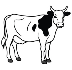 Cute cow cartoon vector icon sign silhouette illustration on a white background 