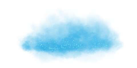 Fantastic blue smoke background. Magic blue smoke with glitter and small particles of twinkling stars. Fog with luminous particles. Blue vapor with stardust. Morning fog over land or water. PNG.