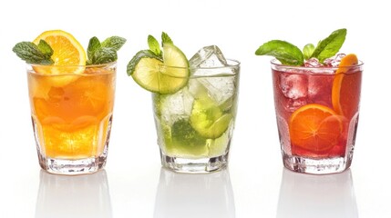 Fototapeta premium Refreshing summer cocktails with citrus fruits and herbs