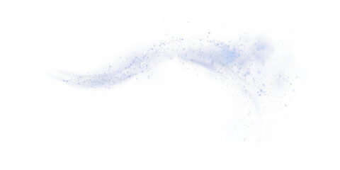 Obraz premium Fantastic blue smoke background. Magic blue smoke with glitter and small particles of twinkling stars. Fog with luminous particles. Blue vapor with stardust. Morning fog over land or water. PNG.