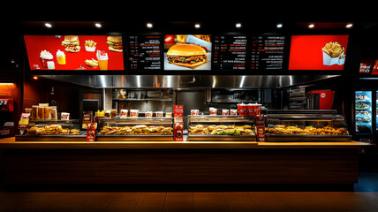 Modern fast food restaurant interior
