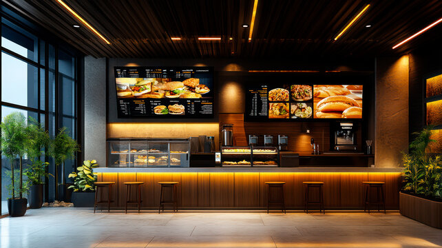 Modern fast food restaurant interior