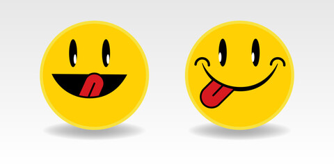 yummy emoji icon. funny smiling face with mouth and tongue gourmet enjoying taste and hungry. delicious, happy yellow character isolated cartoons symbol.