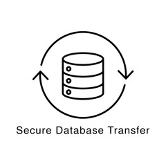 Secure Database Transfer Icon – Encrypted Data Management - Vector Editable Stroke Line Icon